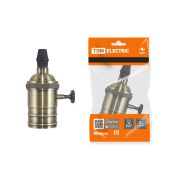 Патрон подвесной Е27 с выключателем, металлический «Лофт», бронза TDM