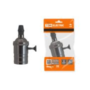 Патрон подвесной Е27 с выключателем, металлический «Лофт», черный TDM