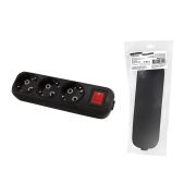 Колодка розеточная 3 гнезда 2П+3 c выключателем 16А 250В черная серии «Народная»