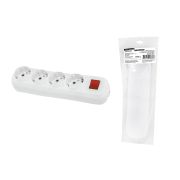 Колодка розеточная 4 гнезда 2П+3 c выключателем 16А 250В белая серии «Народная»