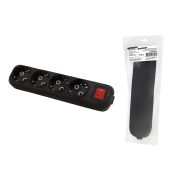 Колодка розеточная 4 гнезда 2П+3 c выключателем 16А 250В черная серии «Народная»