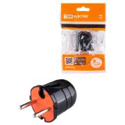 Вилка б/з черная с красной вставкой 10А 250В TDM