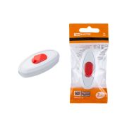 Выключатель на шнур 6А 250В белый с красной кнопкой TDM