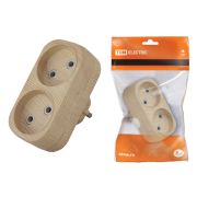 Блок на 2 гнезда 2П б/з плоский 6А 250B «Эко» (сосна) TDM