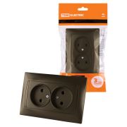 Розетка двойная 2П 10А 250В с защ. шт. бронза «Лама» TDM