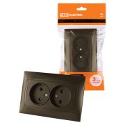 Розетка двойная 2П 10А 250В  бронза «Лама» TDM