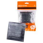 Выключатель 2 кл. с подсветкой 10А старинное серебро «Лама» TDM