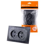 Розетка двойная 2П 10А 250В старинное серебро «Лама» TDM