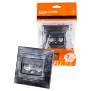 Розетка телефонная RJ11 + компьютерная RJ45 старинное серебро «Лама» TDM