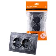 Розетка двойная 2П+З 16А 250В старинное серебро «Лама» TDM