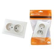 Розетка двойная 2П с защ. шт. 10А 250В (основание керамика) белая «Таймыр» TDM