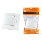 Выключатель 3 кл. с подсветкой 10А (основание пластик) белый «Таймыр» TDM