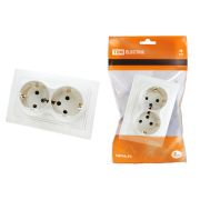 Розетка двойная 2П+З 16А 250В (основание керамика) белая «Таймыр» TDM