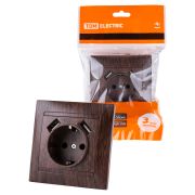 Розетка 2П+З 16А 250В + 2 USB порта 2,1А 5В венге «Лама» TDM