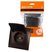 Розетка 2П+З 16А 250В IP44 с крышкой шоколад «Лама» TDM