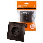 Розетка 2П+З 16А 250В с защ. шт. шоколад «Лама» TDM