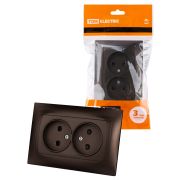 Розетка двойная 2П 10А 250В с защ. шт. шоколад «Лама» TDM