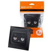 Розетка телефонная RJ11 + компьютерная RJ45 графит «Лама» TDM