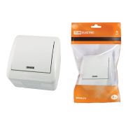 Выключатель 1-кл. открытой установки с подсветкой IP44 10А белый «Селигер» TDM