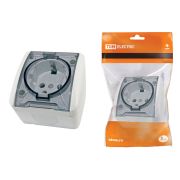 Розетка 2П+3 открытой установки IP54 16А с прозрачной крышкой белая «Селигер» TDM