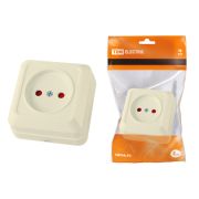 Розетка 2П открытой установки с з/ш IP20 10А, слоновая кость «Ладога» TDM