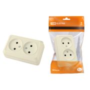 Розетка двойная 2П открытой установки IP20 10А 250В (керамика) сл. кость «Ладога» TDM