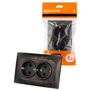 Розетка двойная 2П+З 16А 250В с защ. шт. старинная бронза «Лама» TDM