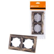 Рамка 2-х постовая горизонтальная старинная бронза «Лама» TDM