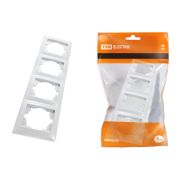 Рамка 4-х постовая вертикальная белая «Лама» TDM