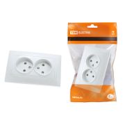 Розетка двойная 2П 10А 250В с защ. шт. белая «Лама» TDM
