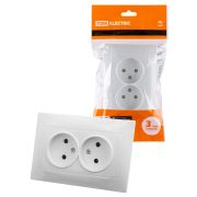Розетка двойная 2П 10А 250В белая «Лама» TDM