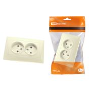 Розетка двойная 2П 10А 250В с защ. шт. сл. кость «Лама» TDM