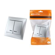 Выключатель 2 кл. с подсветкой 10А серебр. металлик «Лама» TDM