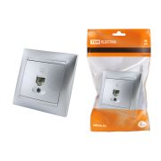 Розетка телефонная RJ11 серебр. металлик «Лама» TDM