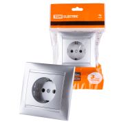 Розетка 2П+З 16А 250В серебр. металлик «Лама» TDM