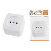 Розетка 2П открытой установки IP20 10А, белая «Дача» Народная