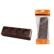 Розетка 4-х местная горизонтальная 2П открытой установки IP20 10A с з/ш бук «Ладога» TDM