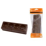 Розетка 4-х местная горизонтальная 2П+3 открытой установки IP20 16A с з/ш бук «Ладога» TDM