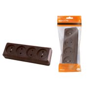 Розетка 4-х местная горизонтальная 2П открытой установки IP20 10A бук «Ладога» TDM