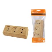 Розетка 3-х местная горизонтальная 2П открытой установки IP20 10A сосна «Ладога» TDM