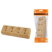 Розетка 4-х местная горизонтальная 2П открытой установки IP20 10A с з/ш сосна «Ладога» TDM