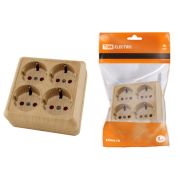 Розетка четырехместная 2П+3 открытой установки IP20 16A с защитными шторками сосна «Ладога» TDM