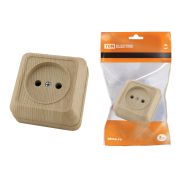 Розетка 2П открытой установки IP20 10А, сосна «Ладога» TDM