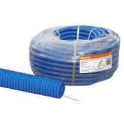 Труба гофрированная ПНД безгалогенная (HF) d 32 с зондом (50 м) легкая 350Н синяя TDM