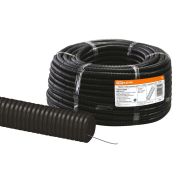 Труба гофрированная ПНД безгалогенная (HF) d 50 с зондом (25 м) легкая 350H черная TDM