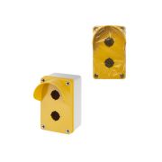 Корпус КП102 c козырьком для кнопок, 2 места, ABS желтый, IP66 TDM