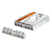 Шина «N» нулевая 6х9мм 6/1 (6 групп/крепеж по центру) никелированная TDM