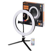 Лампа кольцевая светодиодная 30 см, 16 Вт, 2700-6400 К+RGB, штатив наст., диммер, ПДУ, USB, TDM