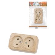 Розетка двойная 2П открытой установки IP20 10А, сосна «Дача» Народная