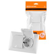 Розетка двойная 2П+З 16А 250В IP44 с защ. шт. с крышкой белая «Лама» TDM